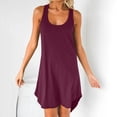 thumbnail image 2 of Vestido de falda casual deportivo sin mangas con cuello en U sin mangas con espalda cruzada para mujer Pompotops  qwe13728, 2 of 8