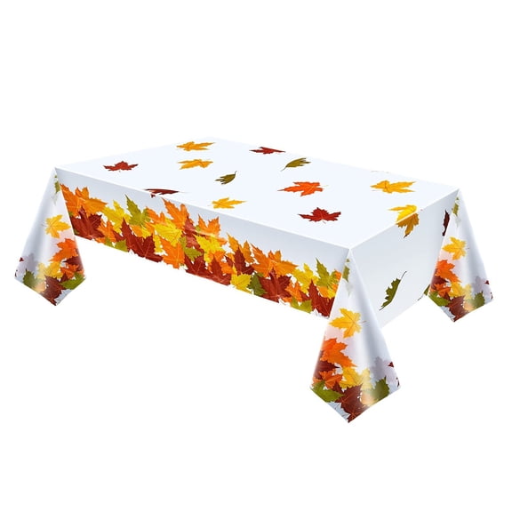 Rectangular Thanksgiving Tablecloth, Autumn Maple Leaf Print, Flexible Plastic Material, For Fall Harvest Dinner Table Home Decoration