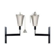 Legends Direct Set of 2, Kona Premium Metal Tabletop Torches for Outside, Tiki Style /w Snuffer, Fiberglass Wick & Large 32oz Oil Lamp for Deck, Outdoor Patio Decorations & Decor (Smooth Nickel)
