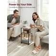 thumbnail image 3 of End Side Table with Charging Station 3-Tier End Table with USB Ports and Outlets Nightstand for Living Room Bedroom Greige and Black, 3 of 10