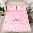 thumbnail image 2 of Castle Fairy Girls Monogrammed Letter 4-Piece Full Size Sheets,Sparkling Sequin Crystal Bed Sheets,Pink Bowknot Lightweight Sheet Sets,Super Cozy Room Decor, 2 of 7