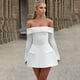 thumbnail image 2 of Elegante vestido de mujer de lujo formal blanco negro hombro mini vestido de moda de manga larga de noche damas vestidos de fiesta otoño invierno, 2 of 5