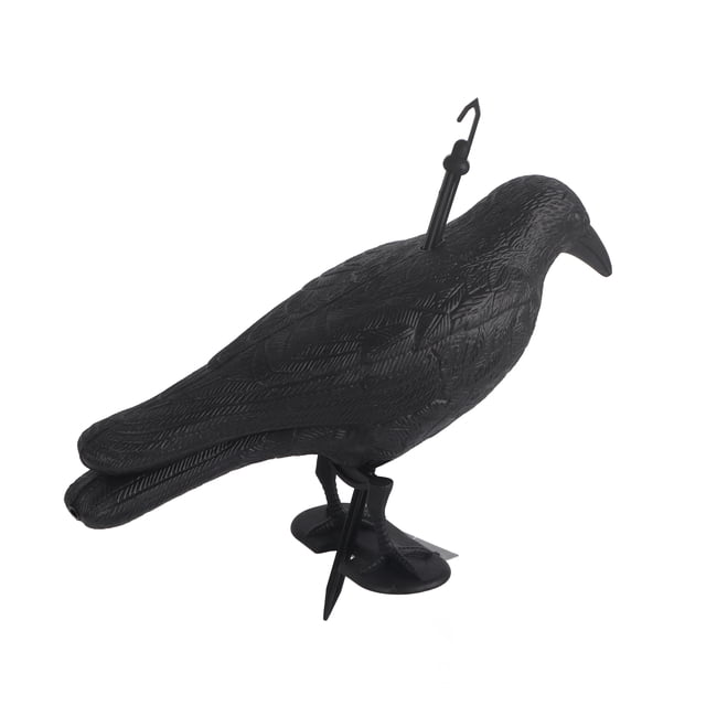 Espantapájaros de plástico falso, cuervos emplumados negros, repelente de pájaros para jardín al aire libre