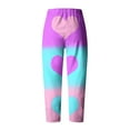 thumbnail image 5 of RYRJJ Capri Pants for Women Cotton Linen Wide Leg Capris Womens Summer Cropped Pants Beach Elastic Waist Baggy Crop Trousers(Purple,S), 5 of 5