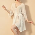 thumbnail image 4 of Celivon Chiffon Robes For Women Spring Summer Long Pajamas Smooth Sleepwear Chemise Nightgown Lace Robe Sexy, 4 of 6