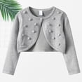 thumbnail image 2 of UACY Girls Long Sleeve Knit Shrug Cardigan, Open Front Bolero Sweater with Button Closure for Toddler and Kids, 2 of 9