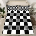 thumbnail image 2 of Castle Fairy Teens Geometric Plaid 3pcs Twin Sheet Sets,Black White Twin Fitted Sheet,Abstract Minimalism Breathable Flat Sheet,Luxury Bedroom Decor, 2 of 7
