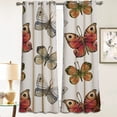 thumbnail image 3 of Floral Curtains Blackout Butterfly Printed Vintage Window Panels Room Darkening Beautiful Curtain Drapes with Grommet Thermal Insulated for Living Room Bedroom 42"W x 96"L (Pack of 2), 3 of 6