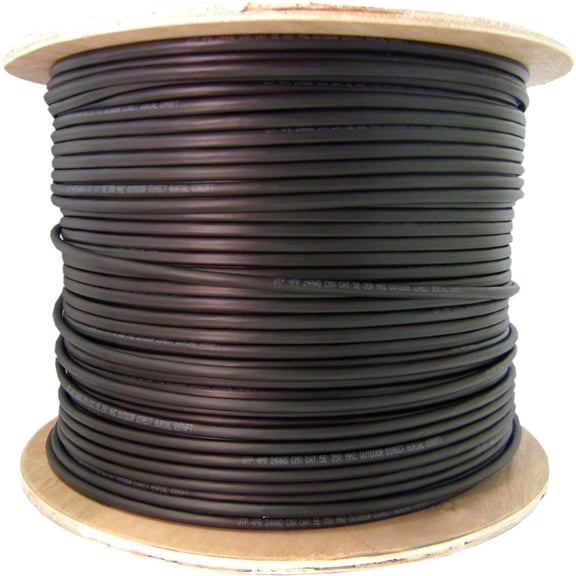 CableWholesale 1000-Feet 350MHz CAT5E, CMXT Outdoor / Direct Burial Waterproof Tape 24 AWG, Black (10X6-622NH)