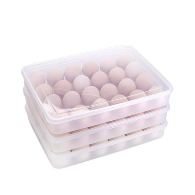 Storage Crisper 24 Grids Covered Egg Tray For Refrigerator Clear Stackable Egg Storage Box Dispenser Plastic Egg Holder
