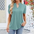 thumbnail image 2 of Womens Casual Flowers Pringting Tops V Neck Summer Petal Sleeve Casual T Shirts Blouse, 2 of 2