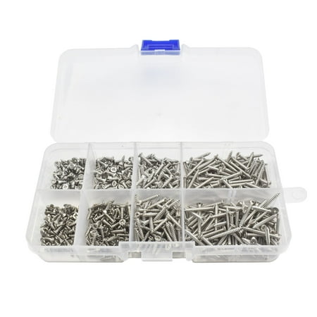 

800 Stainless Steel Screw Sorting Kit Locking Nut Wood Thread Nail Set M2