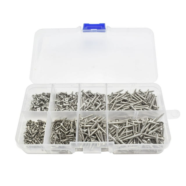 Kit de Tri de Vis en Acier Inoxydable 800 Pcs avec Écrous de Verrouillage M2 et Clous en Bois