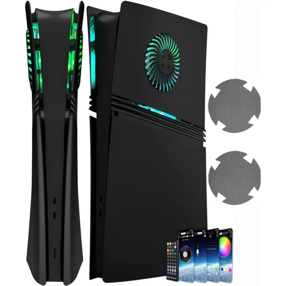 Faceplate for PS5 Pro Digital Edition with RGB Light Strip and Dust Filter with Cooling Vents DOBEWINGDELOU 400  Effects LED Light Ring Console Face Plate Cover DIY Decoration Kit Accessories