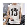 thumbnail image 4 of Camiseta sin mangas para hombre, cuello redondo, sin mangas, holgada, con estampados elegantes, transpirable, suave, camiseta de verano para fiesta, entrenamiento, viajes, 4 of 8