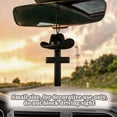 thumbnail image 5 of Generic Car Pendant Black Wooden Crucifix Cross with Black Cowboy Hat, Rearview Mirror Interior Decorative Accessories, 5 of 6