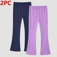 thumbnail image 2 of LNWUY 2 Pack Girls Flare Leggings High Waist Bell Bottom Pants Kids Solid Color Cotton Casual Clothes for Teen Girl Gray 13 Years, 2 of 7