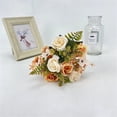 thumbnail image 2 of Artificial Rose Flower Bouquet, Oimcto Small Bunch of Faux Flowers for Wedding Decoration, Home Decor and Flower Props, No Watering, Long-Lasting, Yellow, 2 of 5