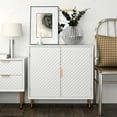 thumbnail image 2 of COZAYH Modern Storage, Contemporary Accent Cabinet with Doors, Retro-Inspired Raised Diamond Motif, White, 2 of 8