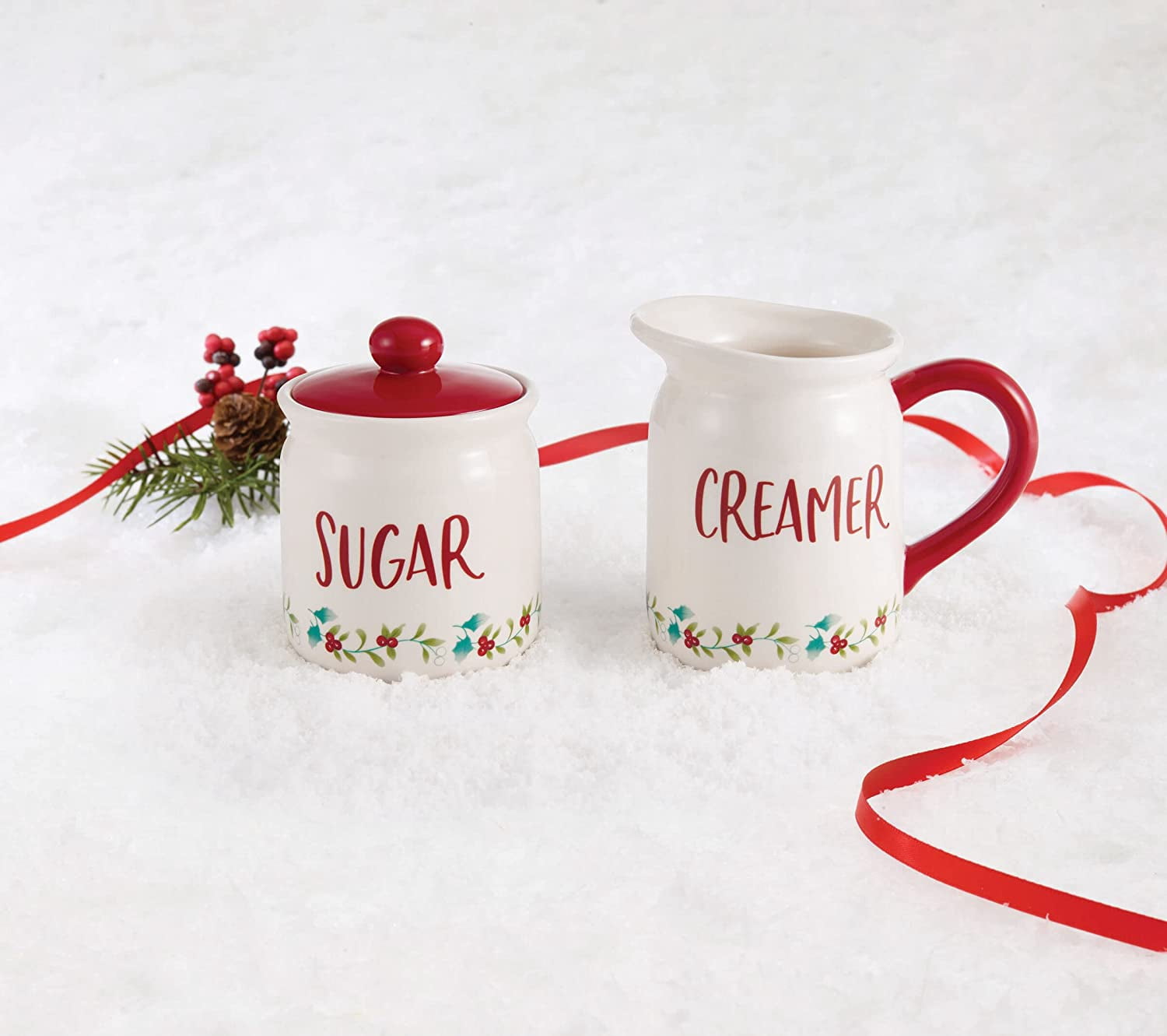 Pfaltzgraff Winterberry Red Sugar Creamer Set