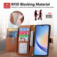 thumbnail image 6 of Wallet Case for Samsung Galaxy A54 5G Women Men, Durable PU Leather Magnetic Flip Lanyard Strap Wristlet Zipper Card Holder Kickstand Wallet Phone Case Cover Full Body Protection, Brown, 6 of 10