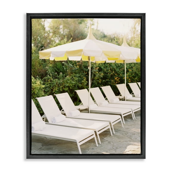 Stupell Industries Summer Pool Chairs Landscape Photography Black Floater Framed Canvas Art Print Wall Art, 17 x 21