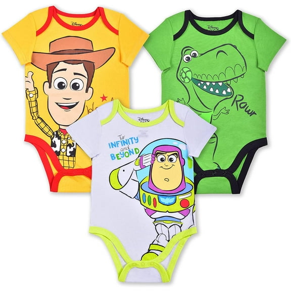 Toy Story Woody, Buzz Lightyear and Rex Boys 3 Pack Character Onesie, Newborn