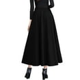 thumbnail image 3 of RUTAYY Women High Elastic Waist Maxi Wool Skirt A-Line Plaid Winter Warm Flare Long Skirt Solid Color Flowy Swing Pleated Beach Skirts, 3 of 4