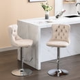 thumbnail image 3 of 2pcs Beige Velvet With Backs - 360° Swivel, Adjustable Seat Height 25 33 Inch For Home Pub And Kitchen Island 25-33 Height, Comfortable Kitchen,, 3 of 7