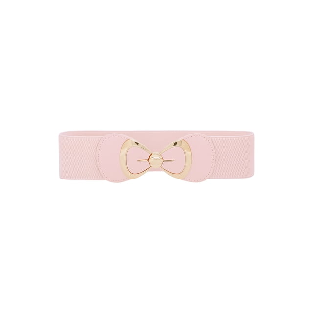 Cinturón elástico con hebilla de lazo para mujeres Inspire Chic, versátil para vestidos y blusas, 70x6cm/27.6x2.4" Rosa