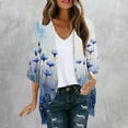 thumbnail image 2 of AnuYalue 2025 Women's Three Quarter Length Cardigan Top Trendy Floral Print 3/4 Sleeve Tops Casual Beach Resort Wear Cardigans Top Blouses, 2 of 5