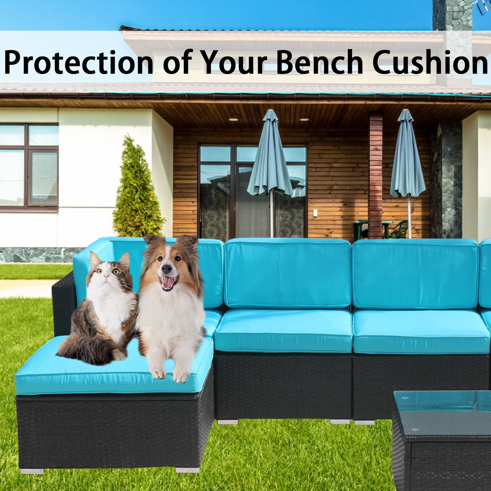 FKS LIFE Outdoor Cushions Covers Patio Sofa Washable Cushions Cover Furniture Cushion Slipcovers Sets (11 Pack)