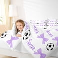 thumbnail image 4 of Erosebridal Purple Bows 7pcs Bedding Comforter Set For Girls,Football Ball Game Kids Queen Bedding Sets,Reversible Black, 4 of 7