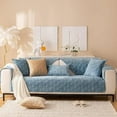 thumbnail image 2 of XmhyTop Super Soft Velvet Quilted Sofa Couch Covers Non-Slip Sectional Couch Cover Leaf Pattern Plush Sofa Slipcover Furniture Protector for Pets Kids Children Dog Cat (Blue B,36"x70"), 2 of 5