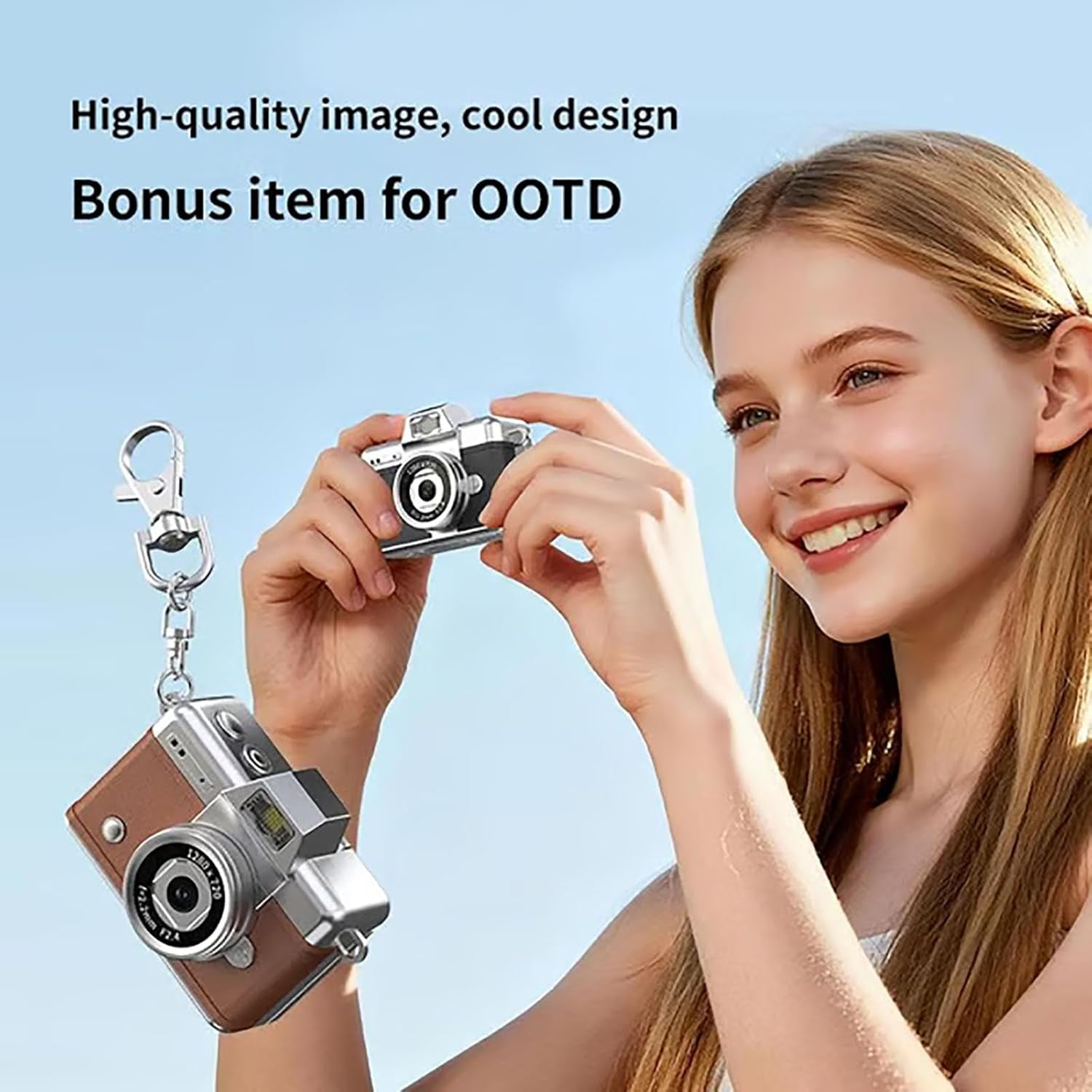 Mini Keychain Digital Camera - 1080P Classic CCD Camera with Flip Screen, 1.47in LCD, Built-in Flash & 32GB Card Included, Cute Compact for Teens, Travelers & Gifts