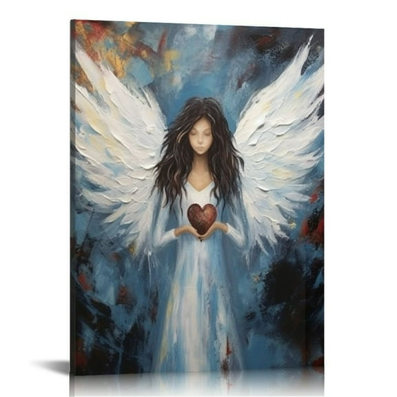 JEUXUS Posters Angel Wings Wall Art Abstract Aesthetic Vintage Wall Art White Angel Guardian Spirit Gift Painting D Canvas Prints Pictures for Living Room Bedroom Home Decor