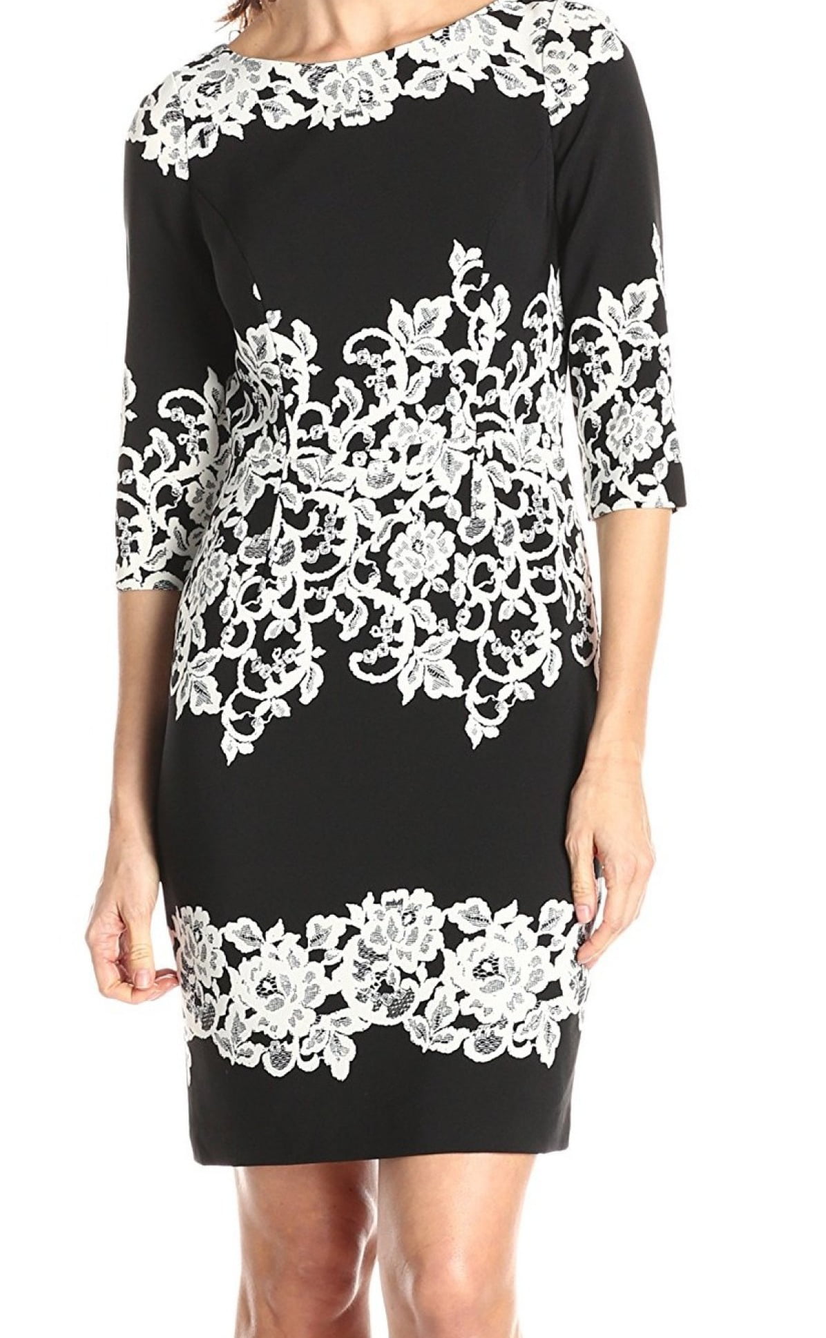 adrianna papell black floral dress