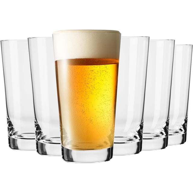 Juego de 6 vasos de cerveza | 19 onzas | Vasos de pinta para Lager, Pilsner, cerveza de trigo y cerveza artesanal, vasos altos transparentes | Apto para lavaplatos | Fabricado en Europa