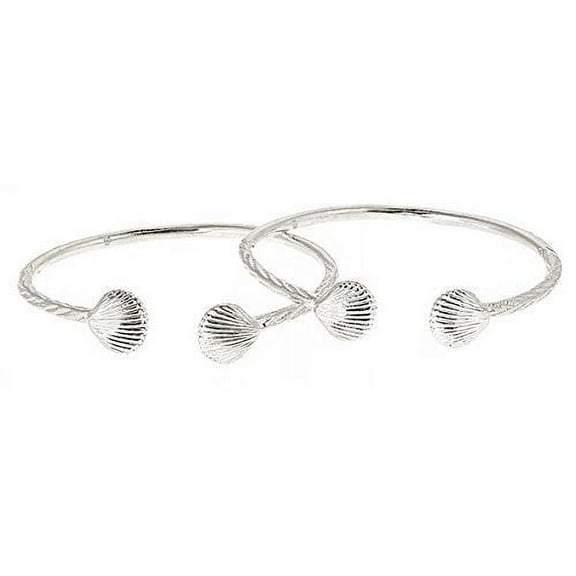 Better Jewelry Sea Shell .925 Sterling Silver West Indian Bangles (PAIR)