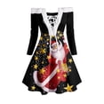 thumbnail image 1 of Vestido de manga larga para mujer Vestido maxi de cintura alta con estampado de cuello en V Vestido casual Fridja nbo4058, 1 of 3