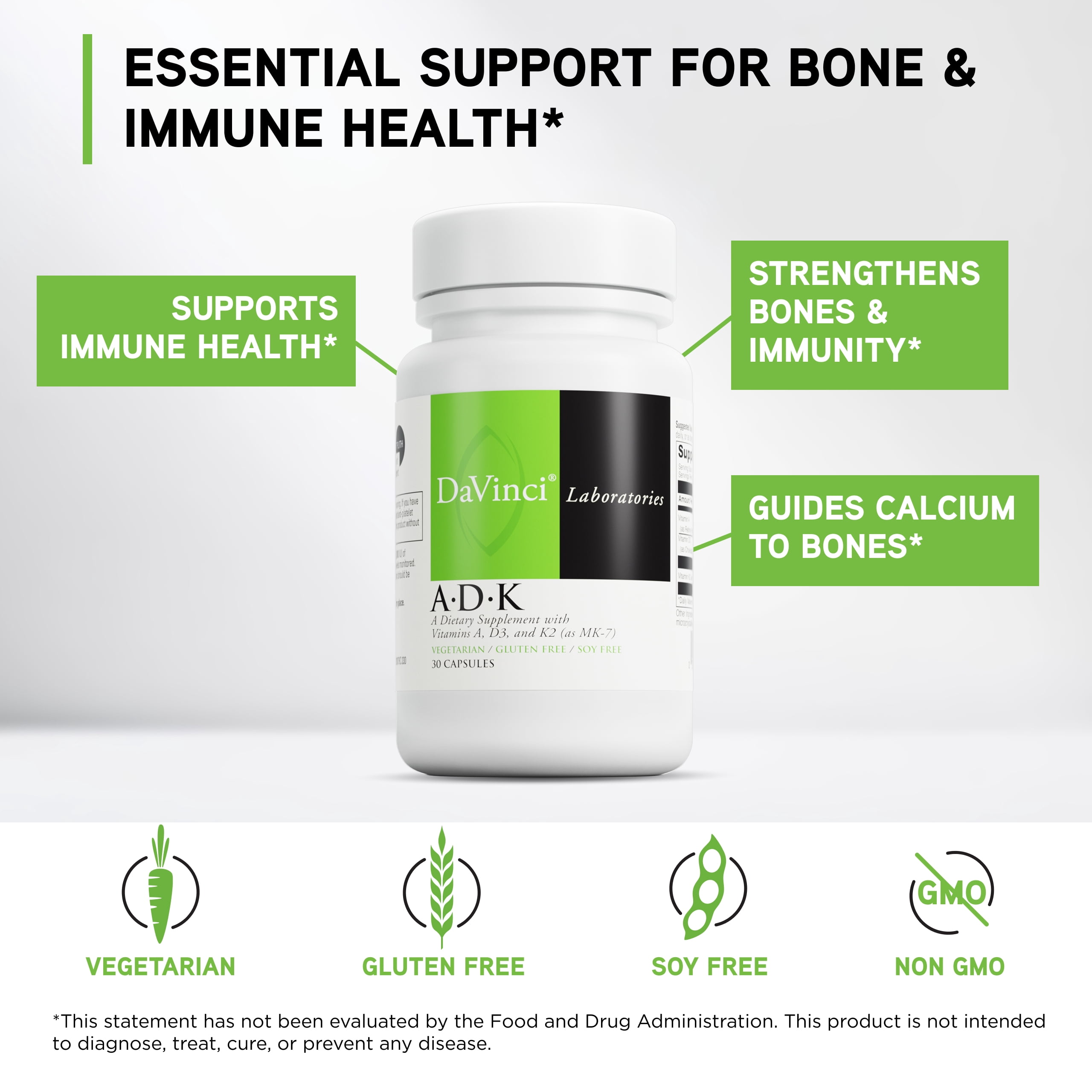 DaVinci Labs A.D.K. - Support Bone, Heart & Immune Health - 60 Vegetarian Capsules