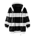 thumbnail image 3 of TQWQT Fleece Coats for Women  Faux Fur Jacket Coat Fuzzy Fleece Jacket Plus Size Zip Up Drawstring Sweatshirt Oversized Light Blue S, 3 of 5