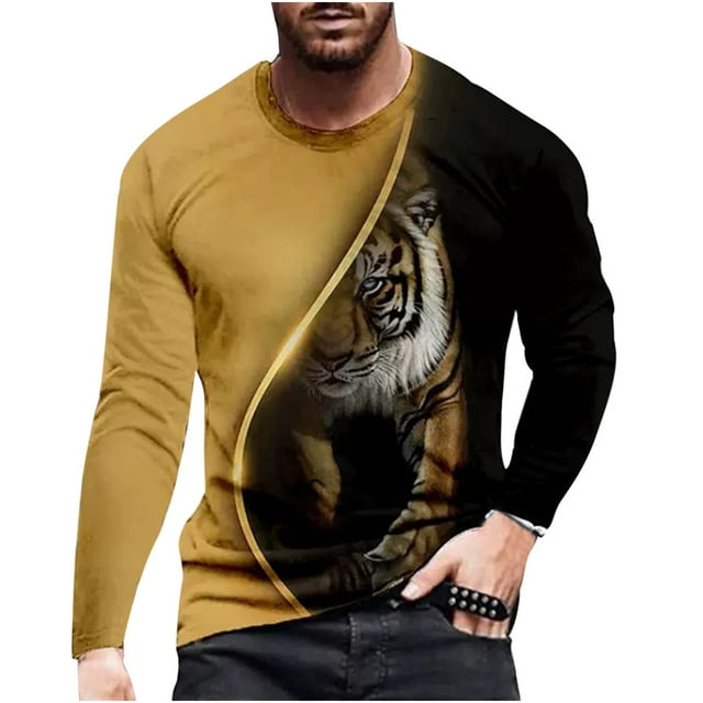 RKSTN Chemises pour Hommes Manches Courtes Manches Longues Imprimé Col Rond Chandail T-Shirt Blouse Chemises Hawaïennes pour Hommes