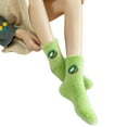 thumbnail image 2 of Women's Winter Fruit Pattern Home Socks, Coral Fleece and Mink Plush Lined Slipper Socks, Cozy Quarter-Length Sleep Socks, Non-Slip Warm House Socks for Indoor Wear - Green, 2 of 4