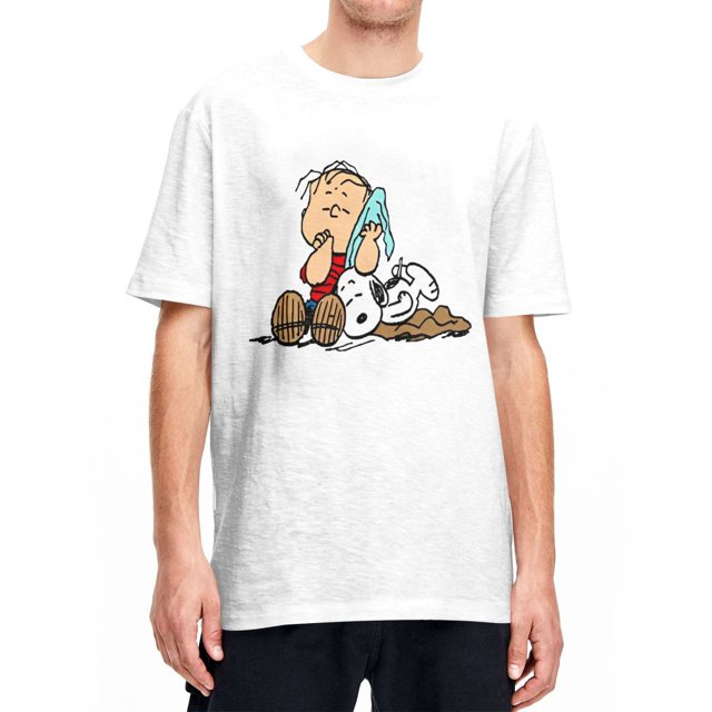 Camiseta de verano de Peanuts, Charlie Brown y Snoopy, camisetas de dibujos animados, ropa de calle, camisetas de algodón para hombre, camisetas de manga corta con estampado