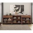 thumbnail image 4 of 3 In 1 Modern Dresser with Glass Doors, 2 Drawers and Adjustable Shelves, Metal Base Storage Chest, Multifunctional Closet Organizer Cabinet for Bedroom,Brown, 4 of 11