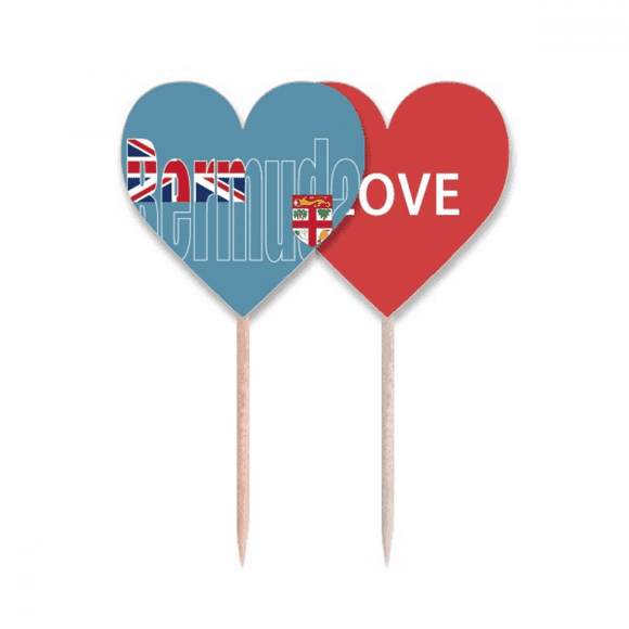 Bermuda Country Flag Name Toothpick Flag LOVE Heart Lable Cupcake Pick