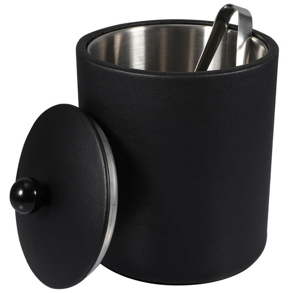 Uonlytech Bar Ice Bucket, Black, Stainless Steel, for Wine and Beer Storage and Cooling, 1Pc