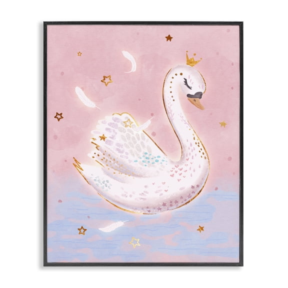 Stupell Industries Eclectic Princess Swan in Purple Lake Black Framed Giclee Art, 11 x 14, by Ziwei Li