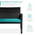 thumbnail image 4 of Best Choice Products 4-Piece Outdoor Wicker Patio Conversation Furniture Set w/ Table, Cushions - Black/Teal, 4 of 8
